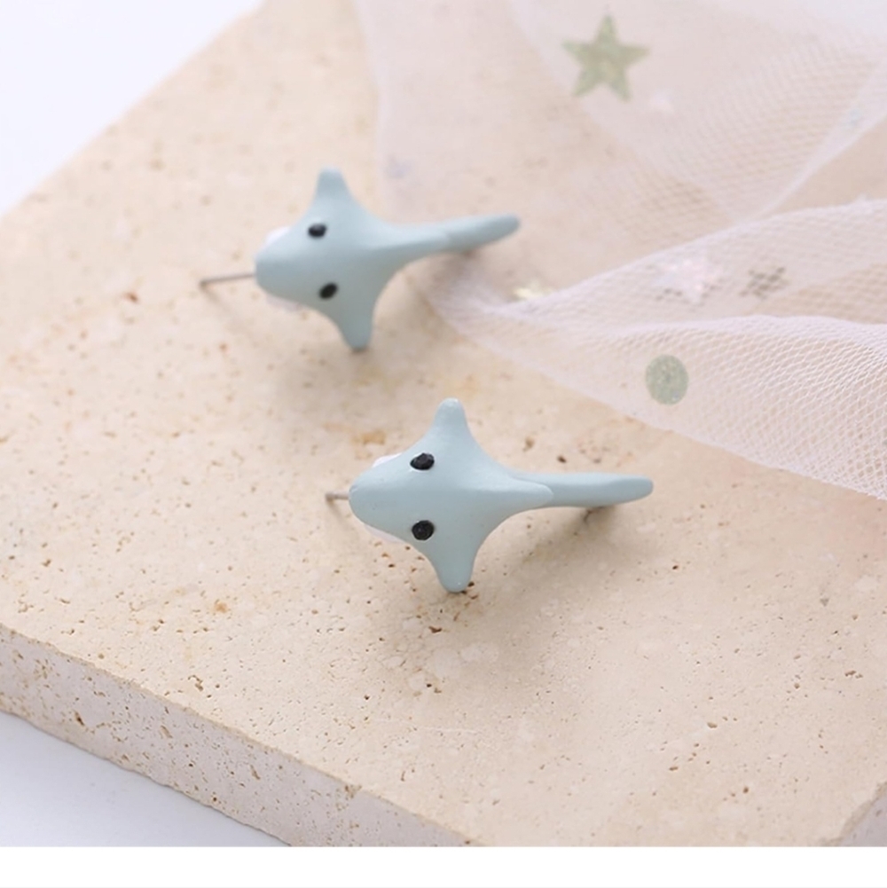 Cute Blue Shark Earrings